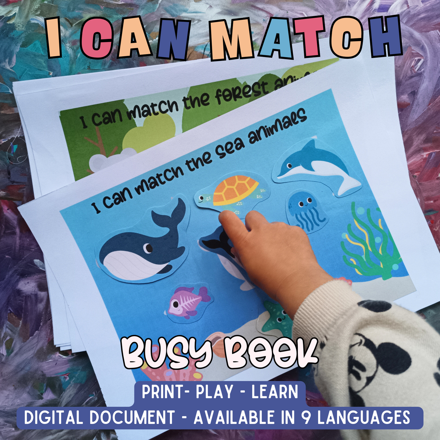 Printable Matching Game | Montessori Sorting Activity | Animals, Planets & Food | Multilingual Learning | Toddler - Preschool | PDF Download