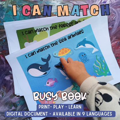 Printable Matching Game | Montessori Sorting Activity | Animals, Planets & Food | Multilingual Learning | Toddler - Preschool | PDF Download