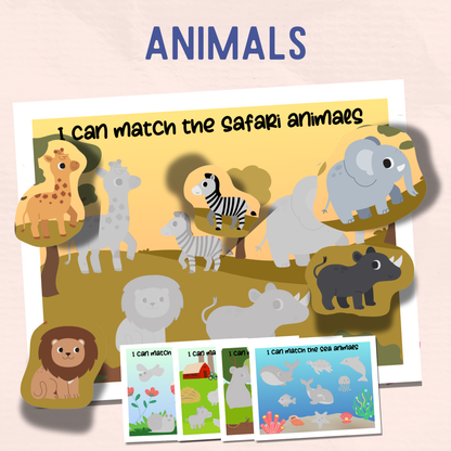 Printable Matching Game | Montessori Sorting Activity | Animals, Planets & Food | Multilingual Learning | Toddler - Preschool | PDF Download