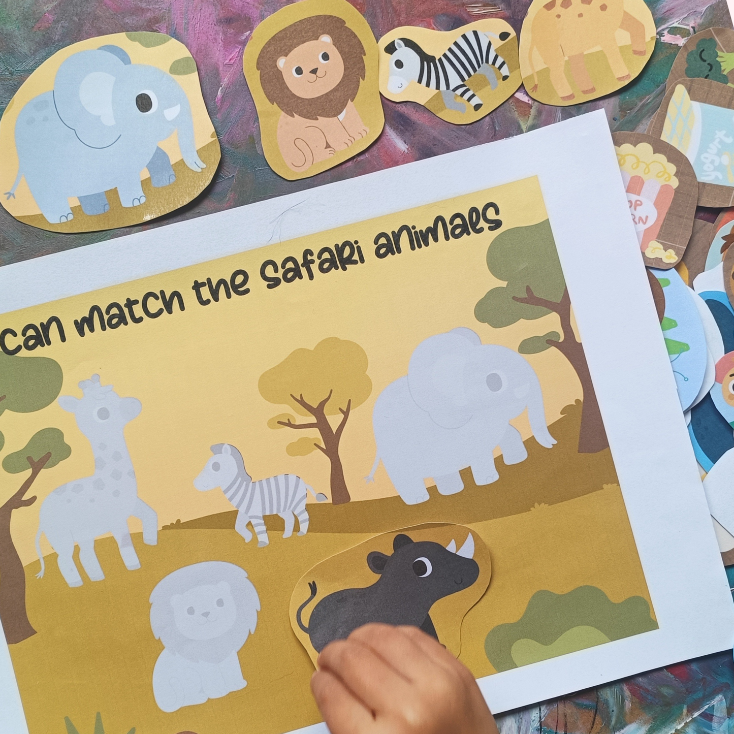 Printable Matching Game | Montessori Sorting Activity | Animals, Planets & Food | Multilingual Learning | Toddler - Preschool | PDF Download