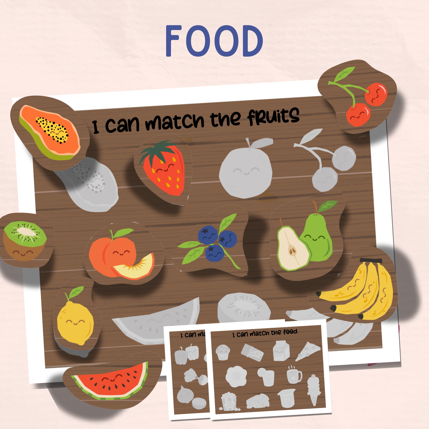 Printable Matching Game | Montessori Sorting Activity | Animals, Planets & Food | Multilingual Learning | Toddler - Preschool | PDF Download