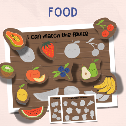 Printable Matching Game | Montessori Sorting Activity | Animals, Planets & Food | Multilingual Learning | Toddler - Preschool | PDF Download