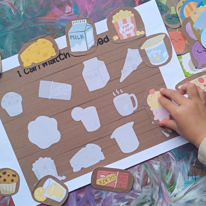 Printable Matching Game | Montessori Sorting Activity | Animals, Planets & Food | Multilingual Learning | Toddler - Preschool | PDF Download